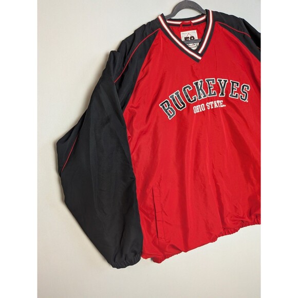 58 Sports Ohio State Buckeyes Red & Black 3XL Pull-Over Heavy Windbreaker Jacket - Picture 5 of 15